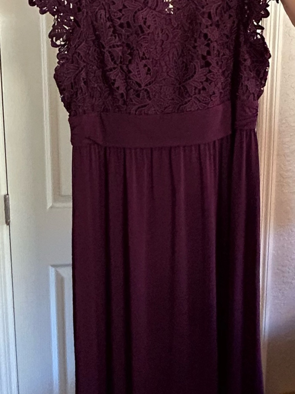 Jessica London Burgundy Lace Bodice Maxi Dress